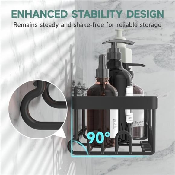 Adhesive Shower Caddy 6 Pack, Large Capacity Bathroom Organizers - Picture 3 of 7